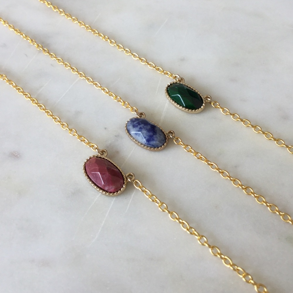 Blue, Green and Red Jasper Pendant Necklace
